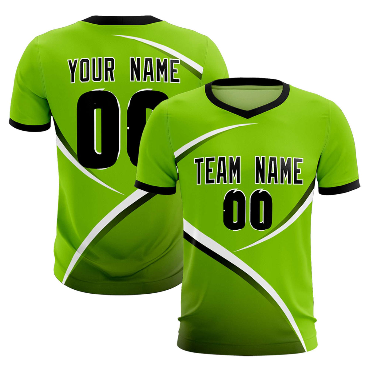 Custom Neon Green Black Color Block Training Uniform For Men Soccer Sets Jersey