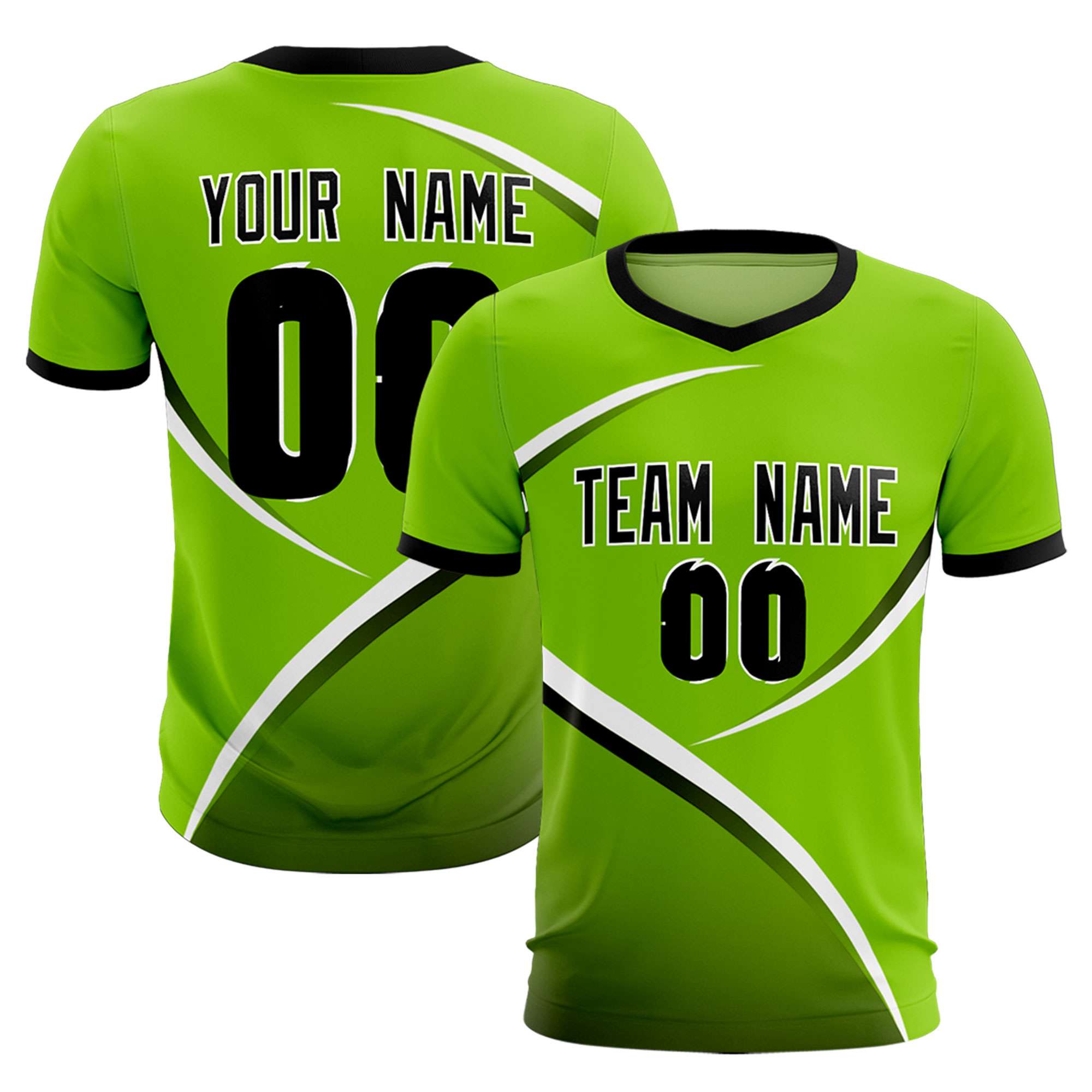 Custom Neon Green Black Color Block Training Uniform For Men Soccer Sets Jersey