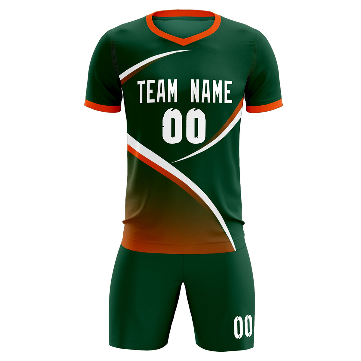 Custom Green Orange Color Block Training Uniform For Men Soccer Sets Jersey