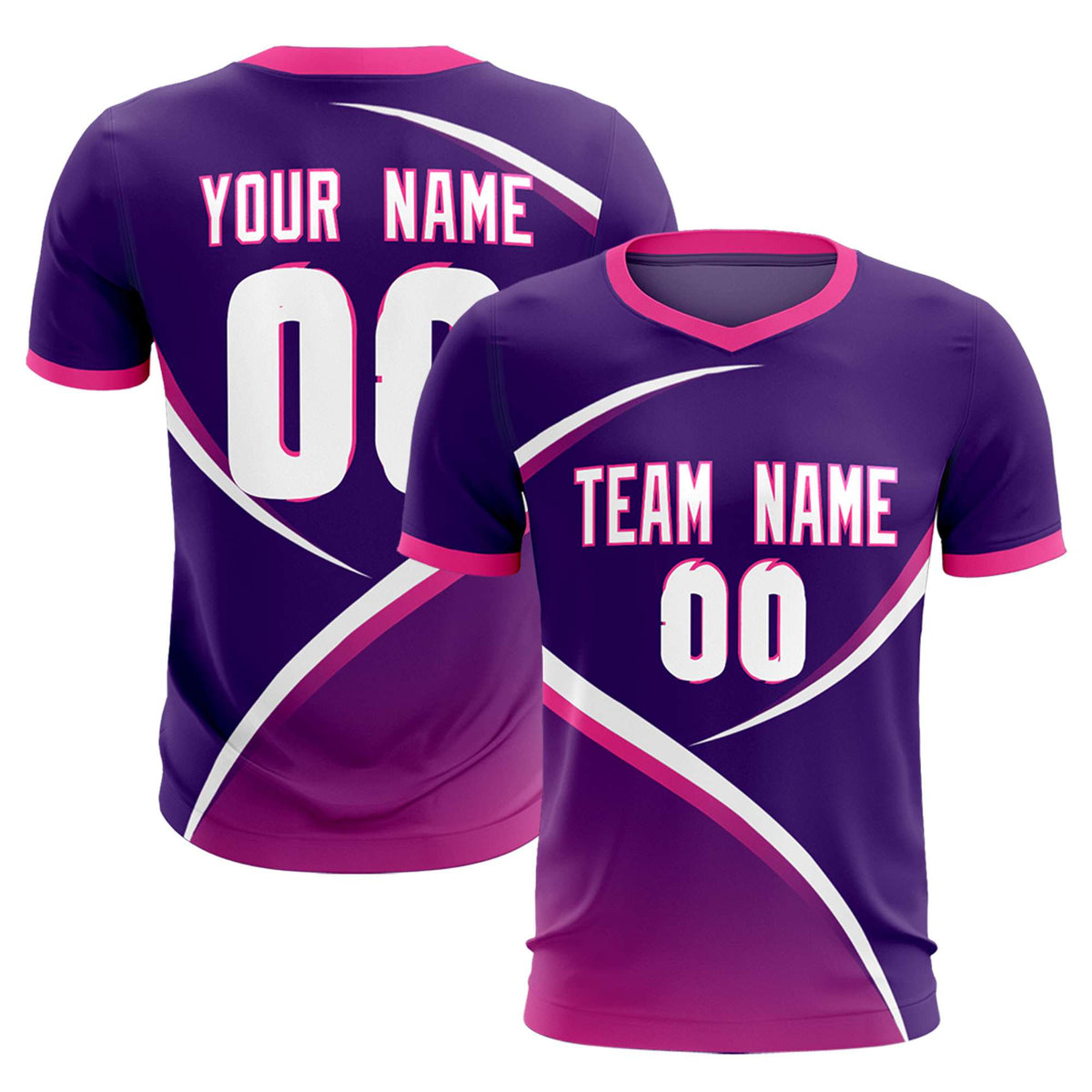 Custom Purple Pink Color Block Training Uniform For Men Soccer Sets Jersey