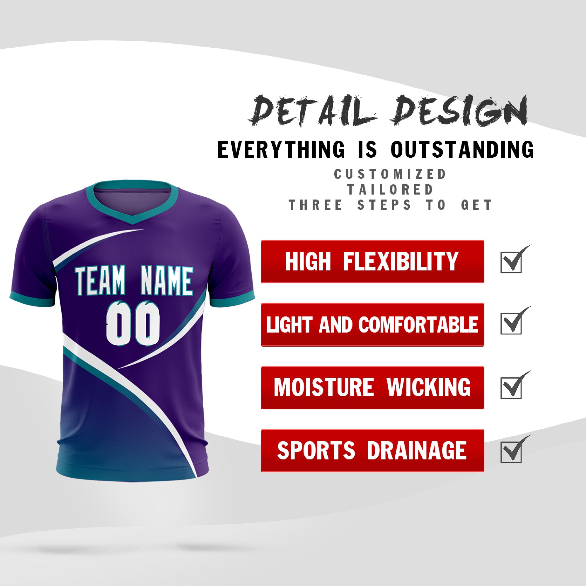 Custom Purple Aqua Color Block Training Uniform For Men Soccer Sets Jersey