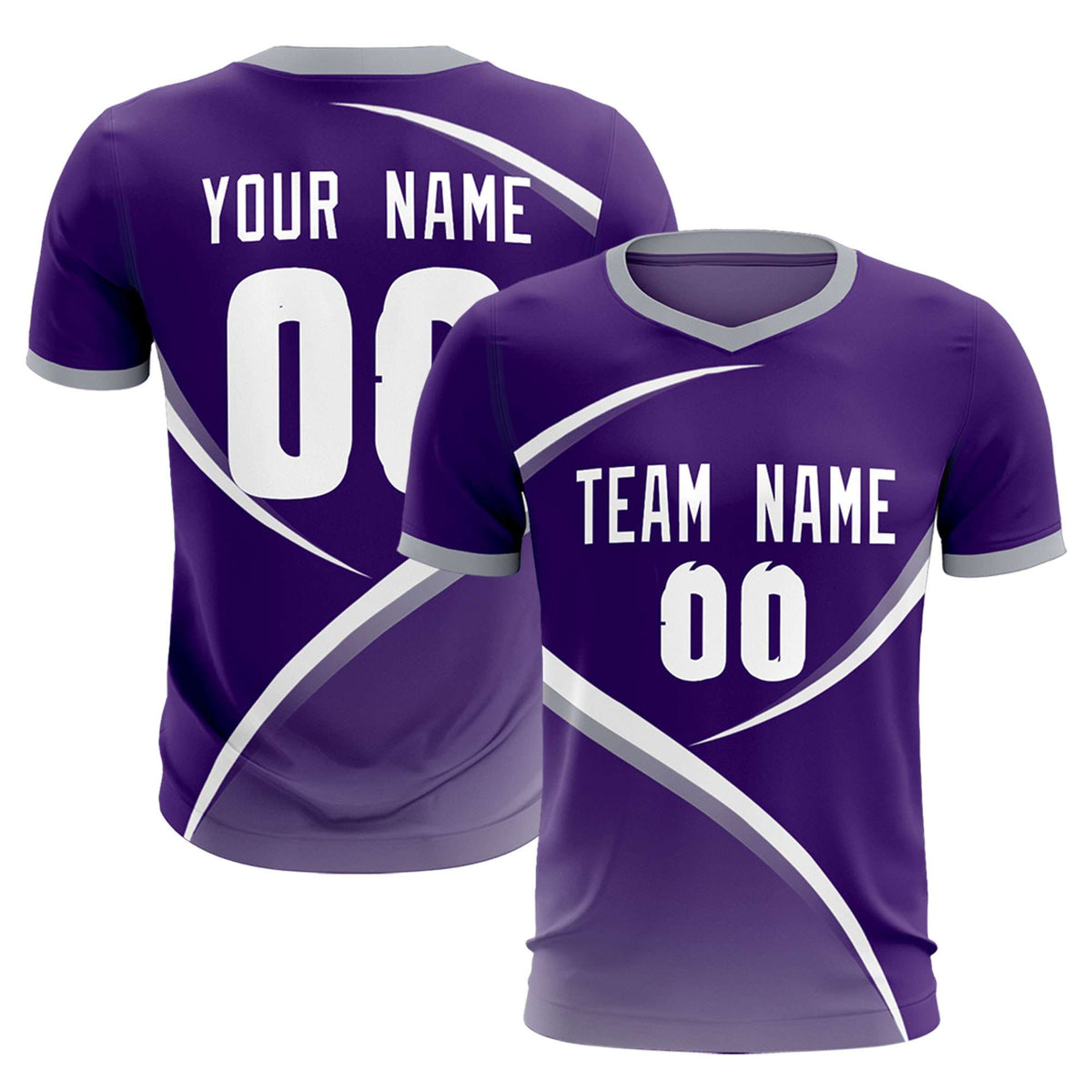 Custom Purple Gray Color Block Training Uniform For Men Soccer Sets Jersey
