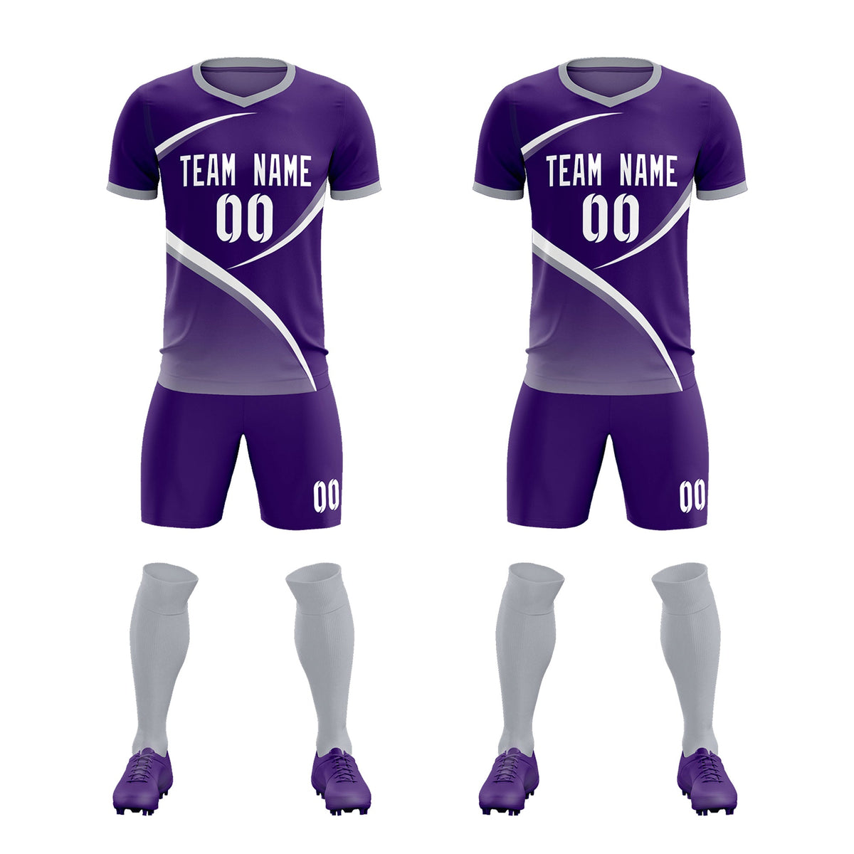 Custom Purple Gray Color Block Training Uniform For Men Soccer Sets Jersey
