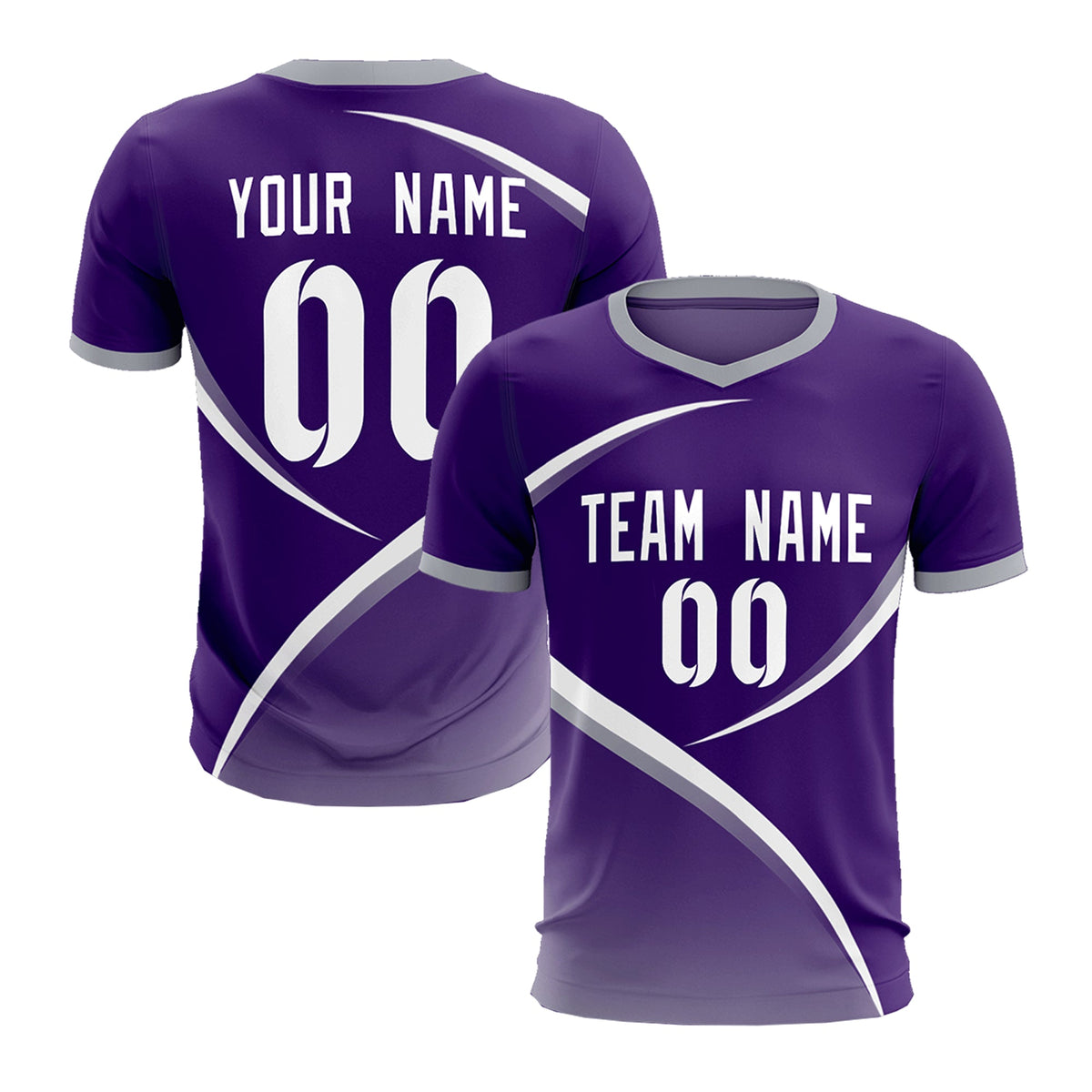 Custom Purple Gray Color Block Training Uniform For Men Soccer Sets Jersey