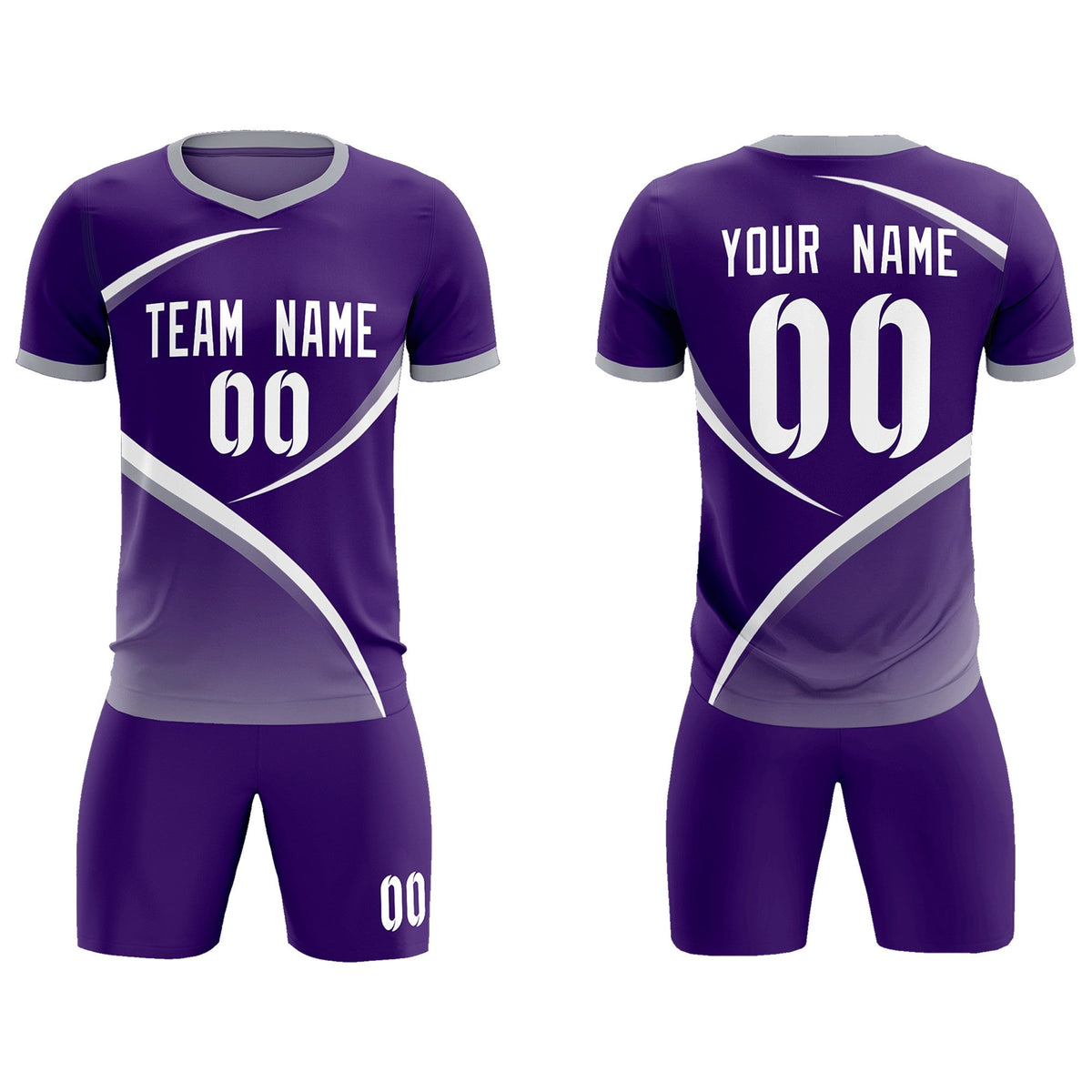 Custom Purple Gray Color Block Training Uniform For Men Soccer Sets Jersey