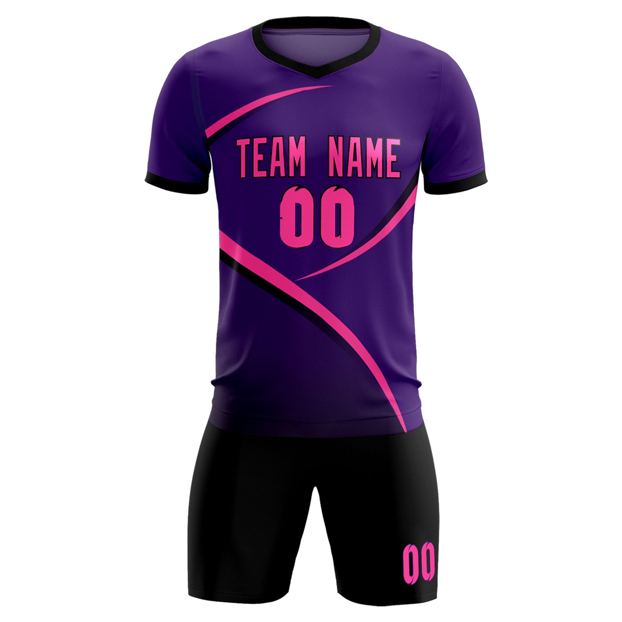 Custom Purple Black Color Block Training Uniform For Men Soccer Sets Jersey