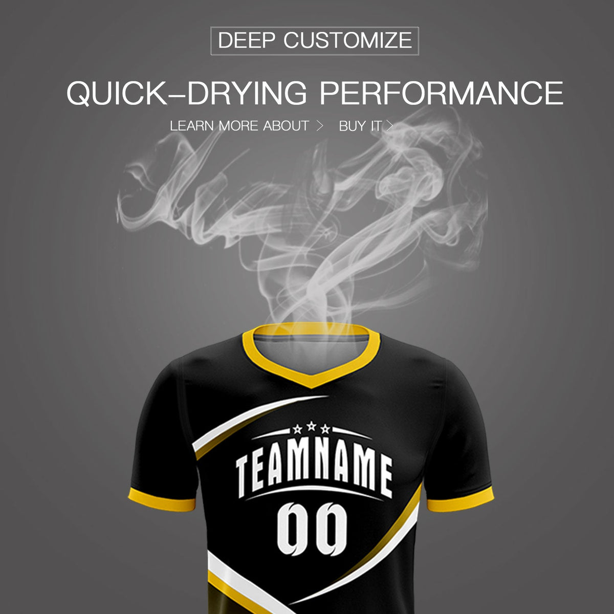 Custom Black Gold Color Block Training Uniform For Men Soccer Sets Jersey