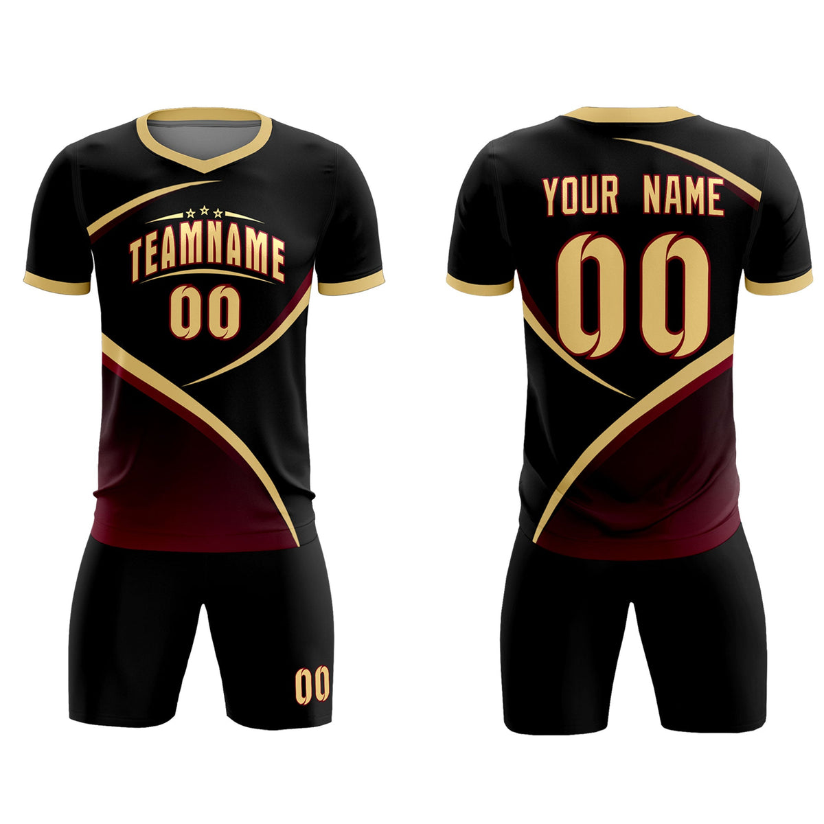 Custom Black Khaki Color Block Training Uniform For Men Soccer Sets Jersey