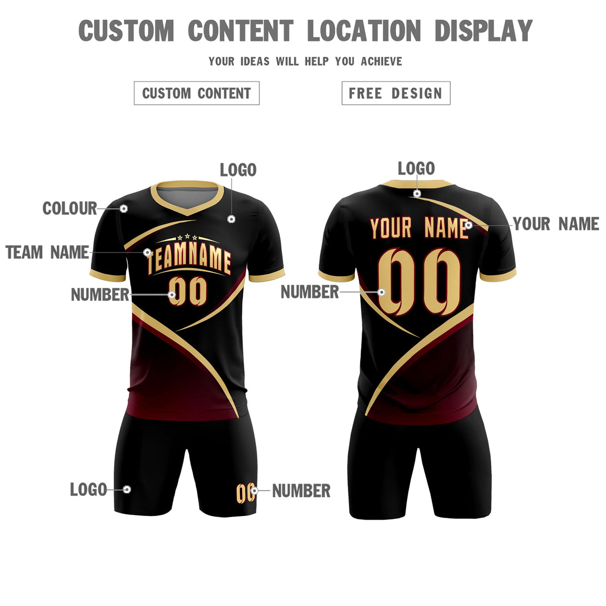 Custom Black Khaki Color Block Training Uniform For Men Soccer Sets Jersey
