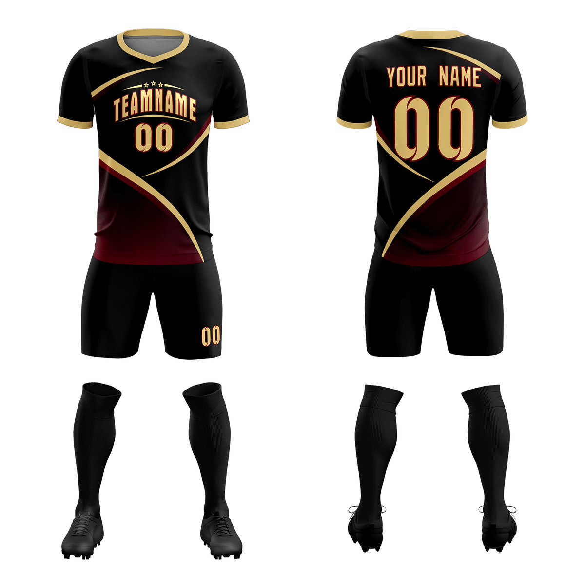 Custom Black Khaki Color Block Training Uniform For Men Soccer Sets Jersey