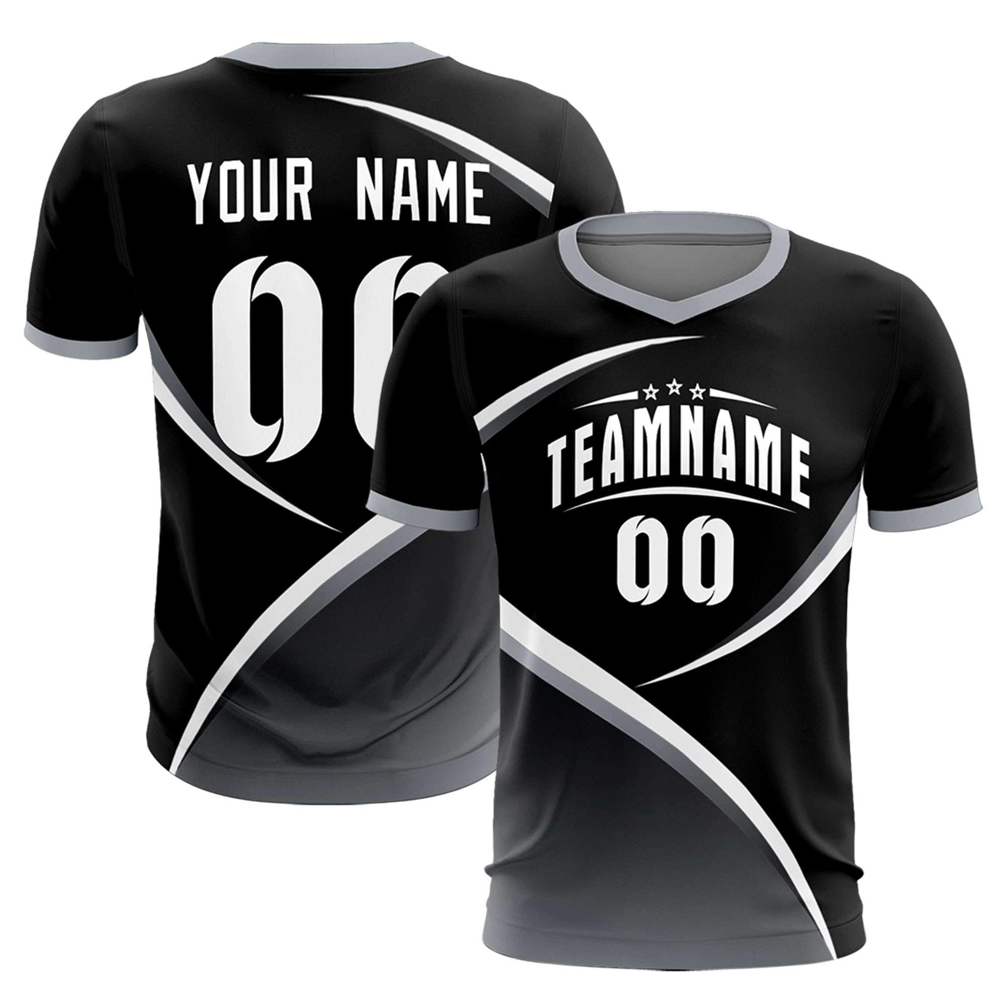 Custom Black Gray Color Block Training Uniform For Men Soccer Sets Jersey