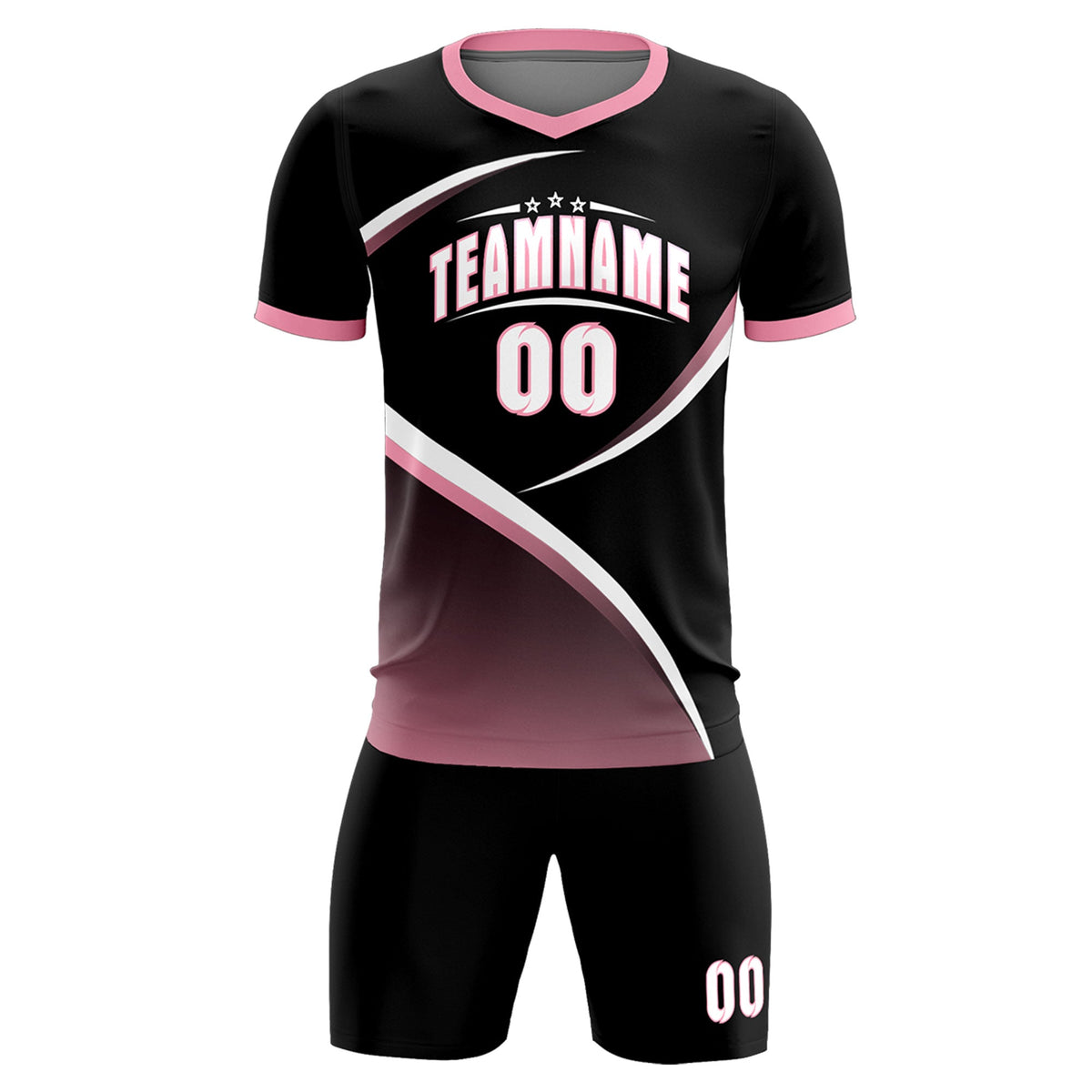 Custom Black Light Pink Color Block Training Uniform For Men Soccer Sets Jersey