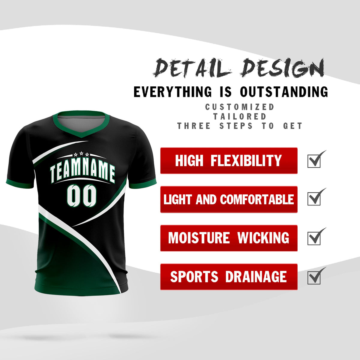 Custom Black Kelly Green Color Block Training Uniform For Men Soccer Sets Jersey