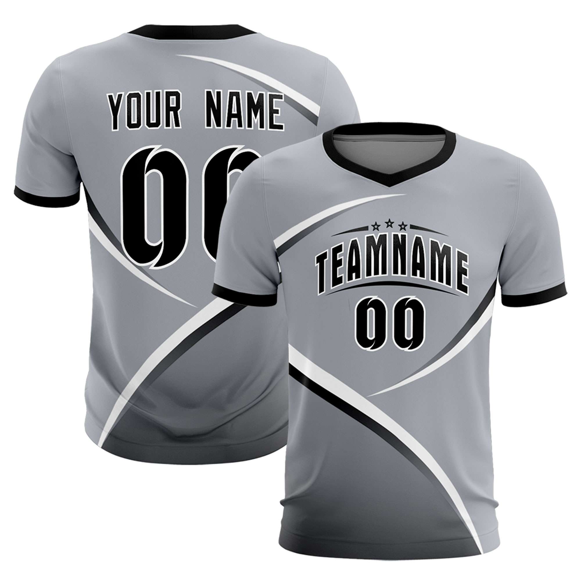 Custom Gray Black Color Block Training Uniform For Men Soccer Sets Jersey