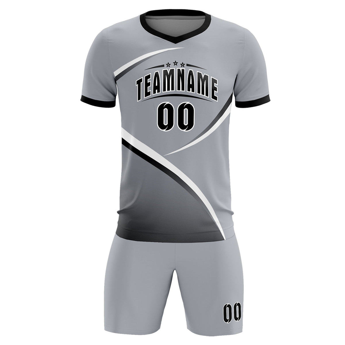 Custom Gray Black Color Block Training Uniform For Men Football Kits Jersey