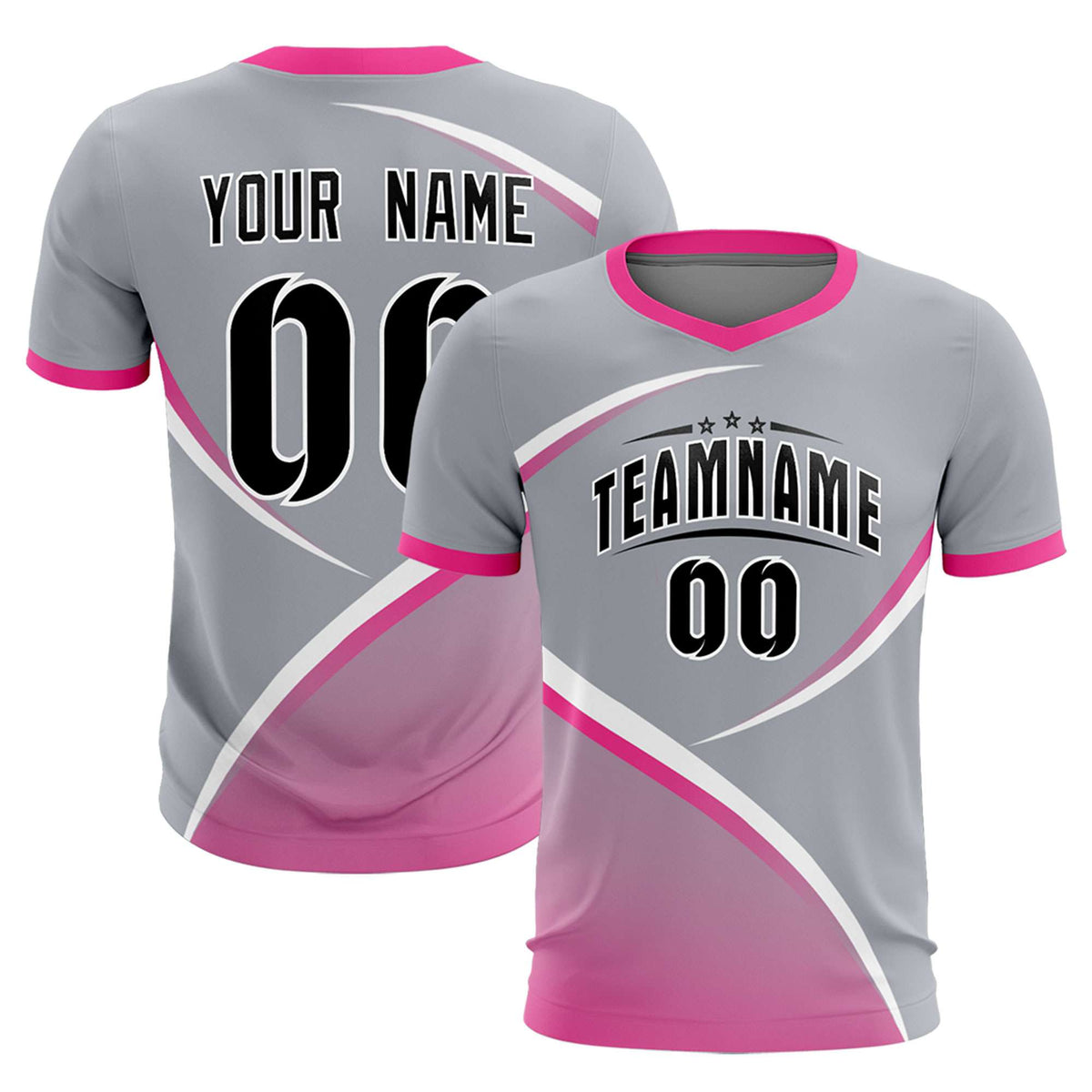 Custom Gray Pink Color Block Training Uniform For Men Football Kits Jersey