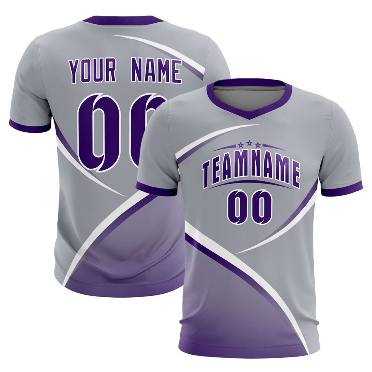 Custom Gray Purple Color Block Training Uniform For Men Soccer Sets Jersey