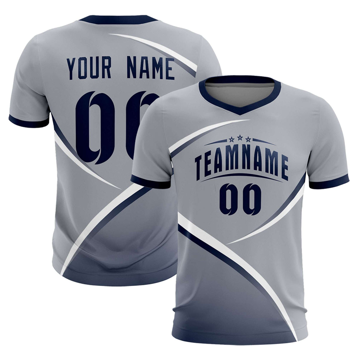 Custom Gray Navy Color Block Training Uniform For Men Soccer Sets Jersey