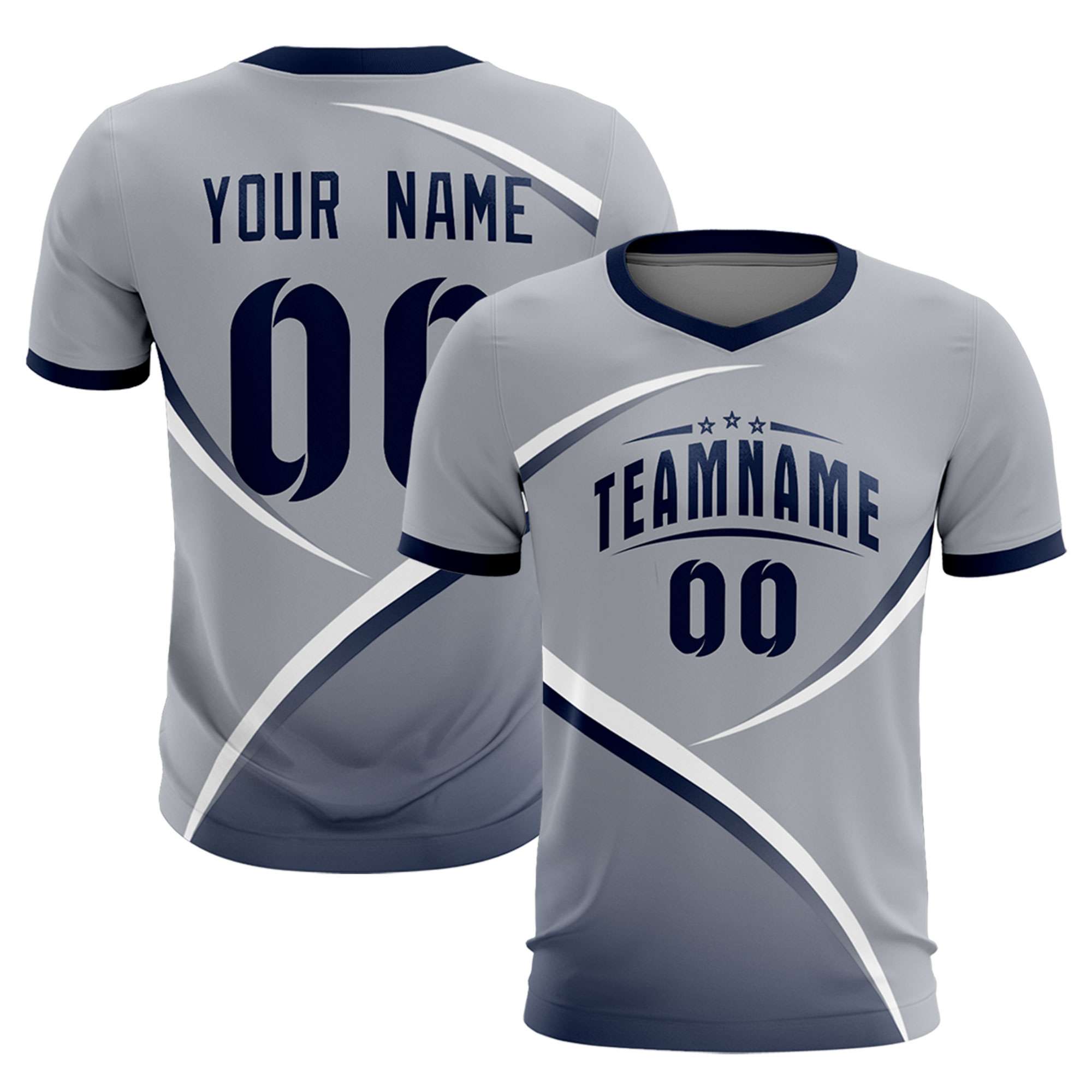 Custom Gray Navy Color Block Training Uniform For Men Soccer Sets Jersey