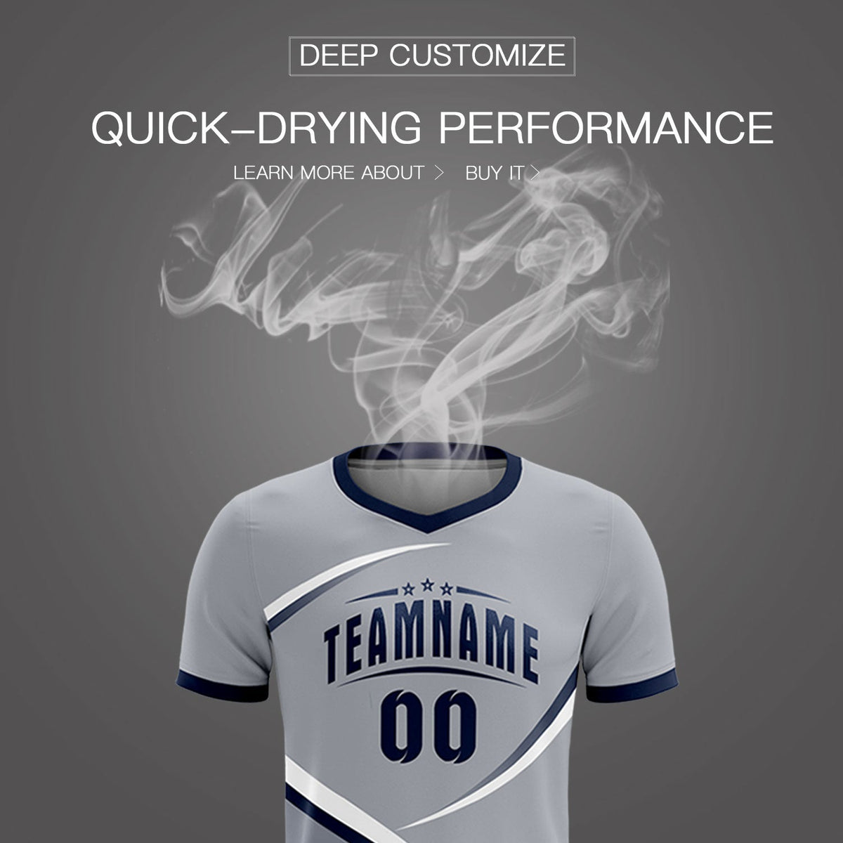 Custom Gray Navy Color Block Training Uniform For Men Football Kits Jersey