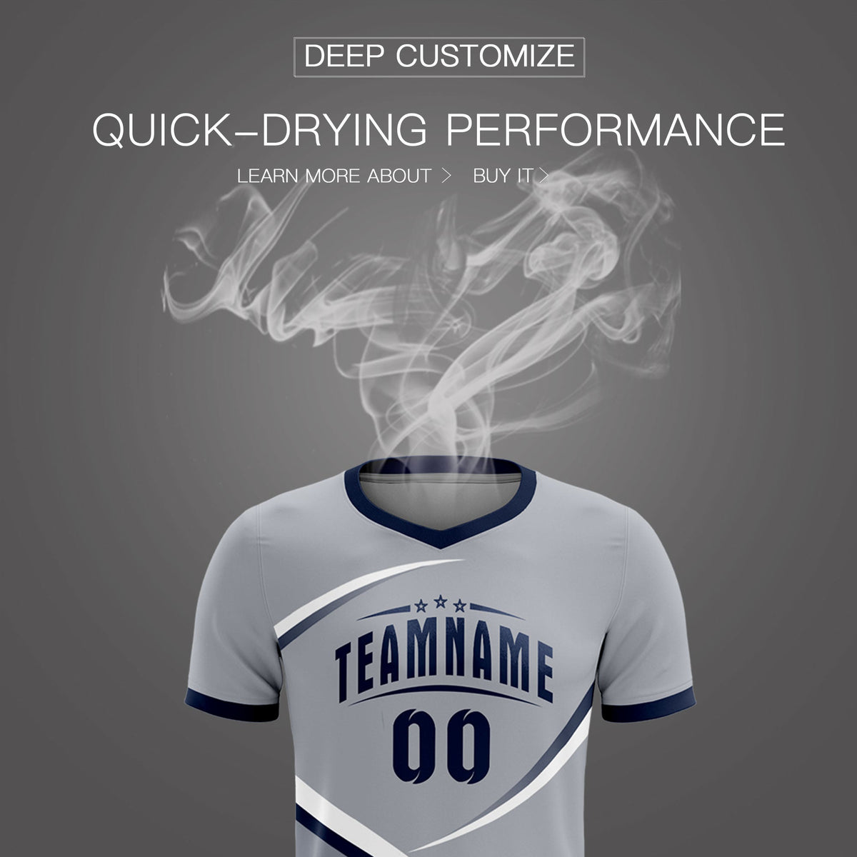 Custom Gray Navy Color Block Training Uniform For Men Football Kits Jersey