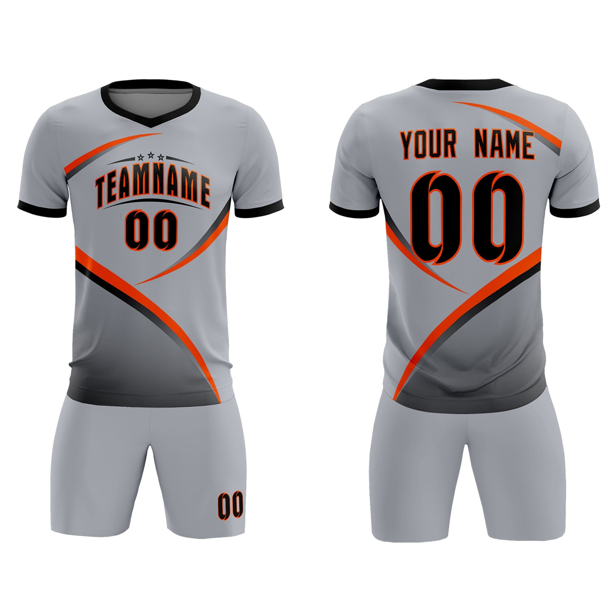 Custom Gray Black Color Block Training Uniform For Men Soccer Sets Jersey