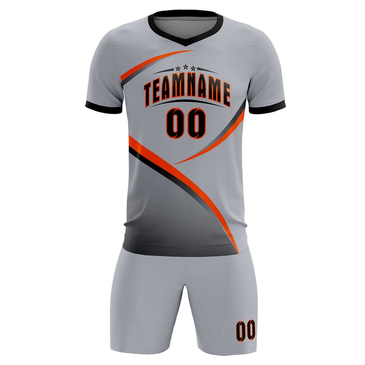 Custom Gray Black Color Block Training Uniform For Men Football Kits Jersey