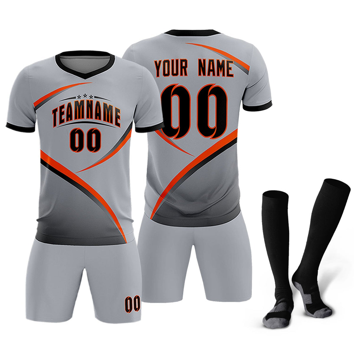 Custom Gray Black Color Block Training Uniform For Men Football Kits Jersey
