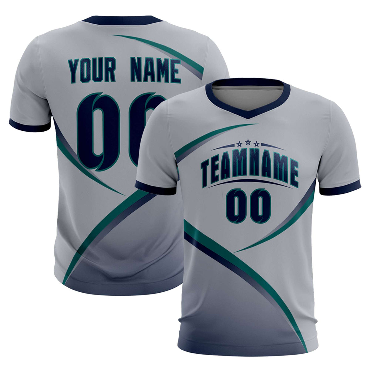 Custom Gray Navy Color Block Training Uniform For Men Football Kits Jersey