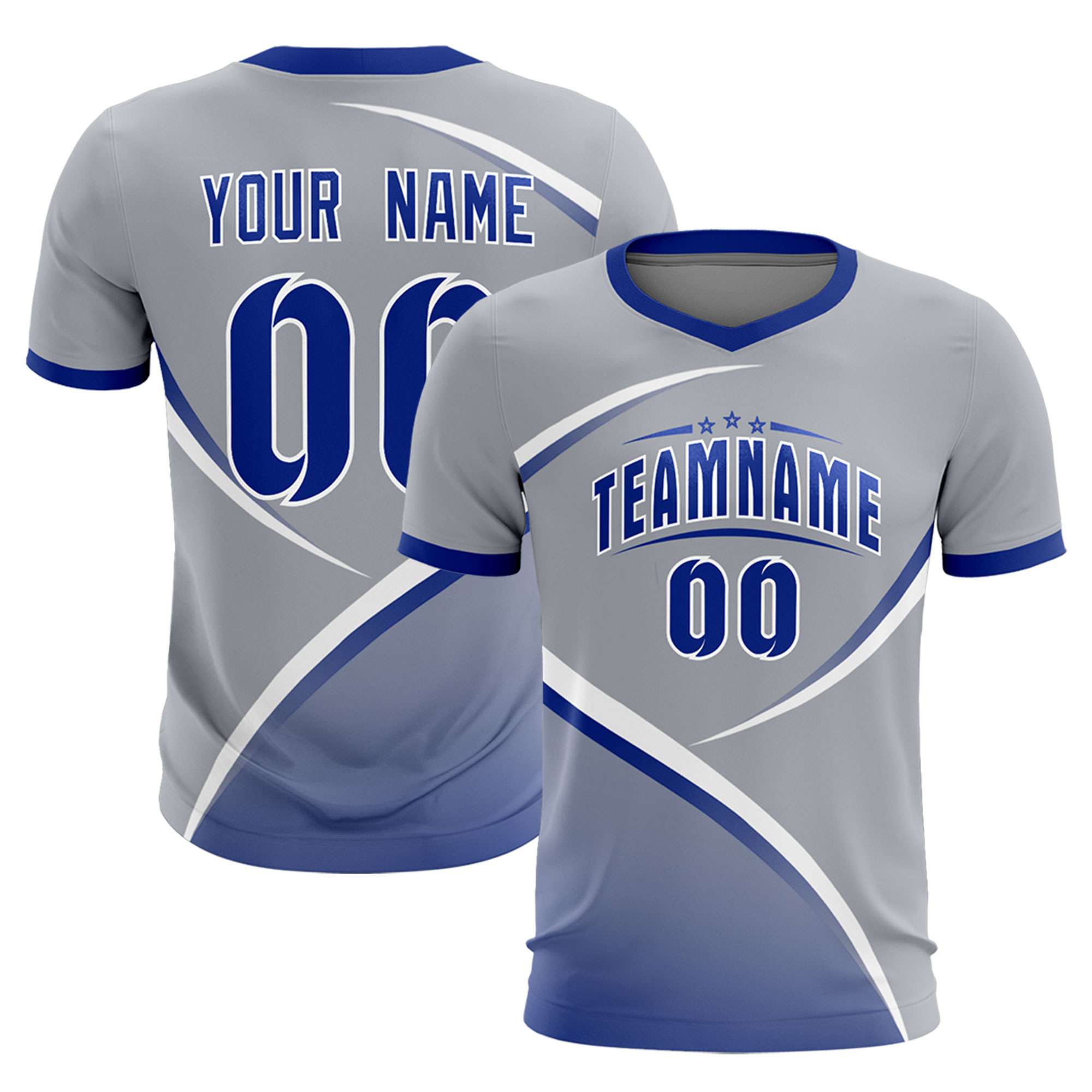 Custom Gray Royal Color Block Training Uniform For Men Soccer Sets Jersey