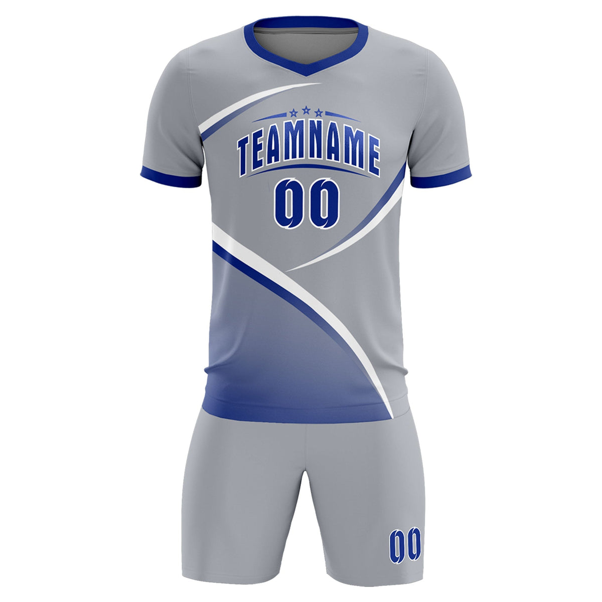 Custom Gray Royal Color Block Training Uniform For Men Football Kits Jersey