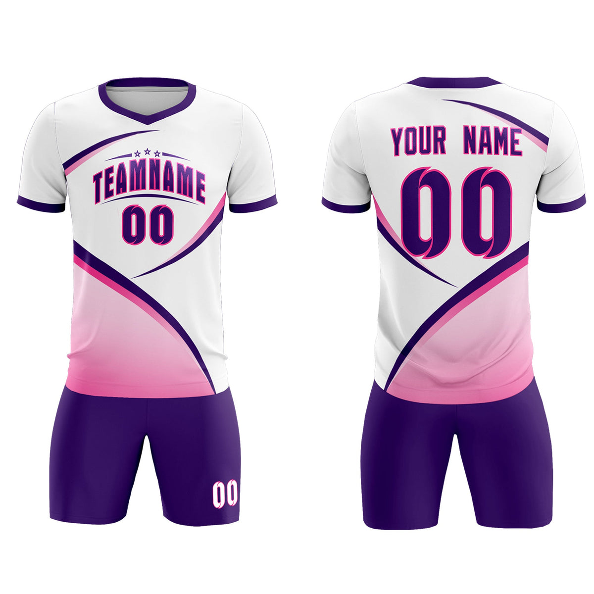 Custom White Purple Color Block Training Uniform For Men Soccer Sets Jersey