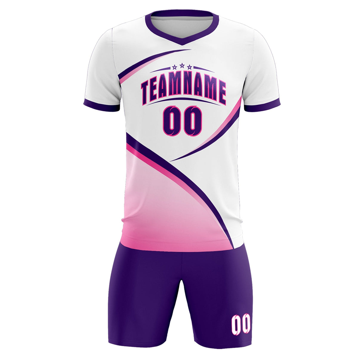 Custom White Purple Color Block Training Uniform For Men Football Kits Jersey