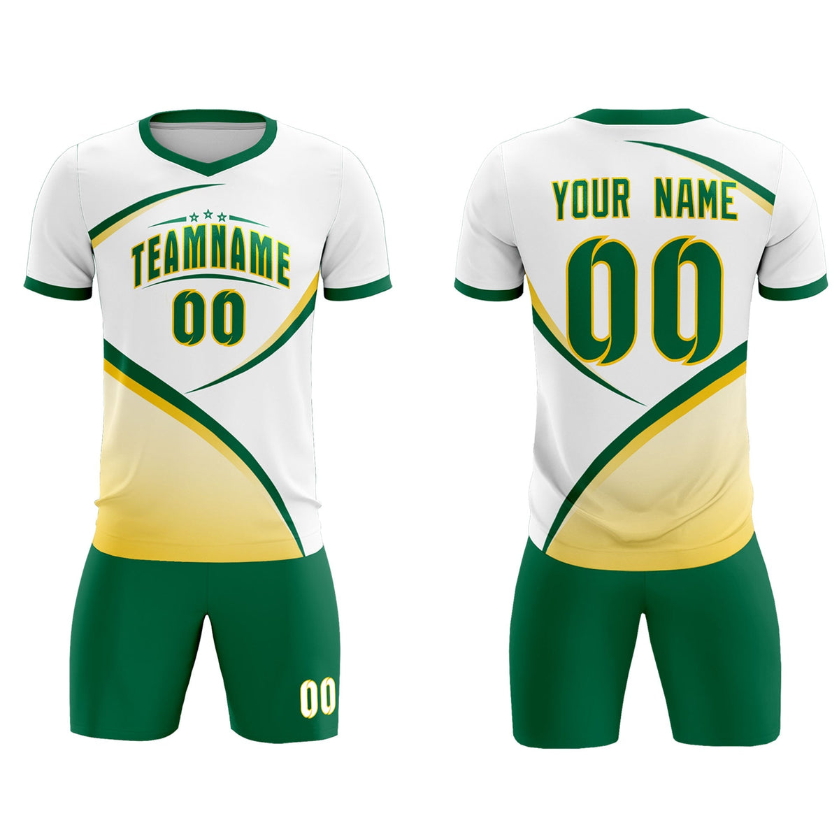 Custom White Kelly Green Color Block Training Uniform For Men Football Kits Jersey
