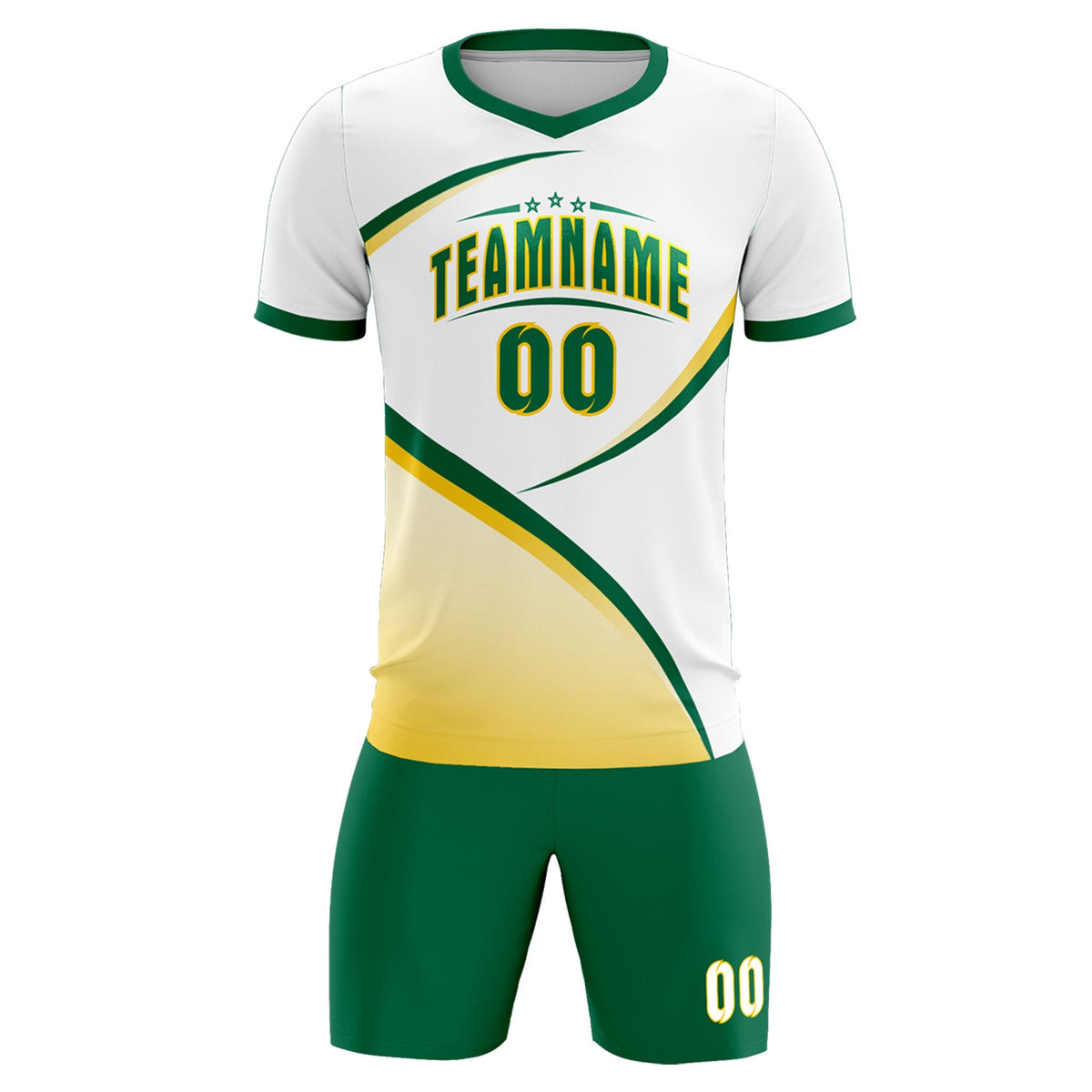 Custom White Kelly Green Color Block Training Uniform For Men Football Kits Jersey