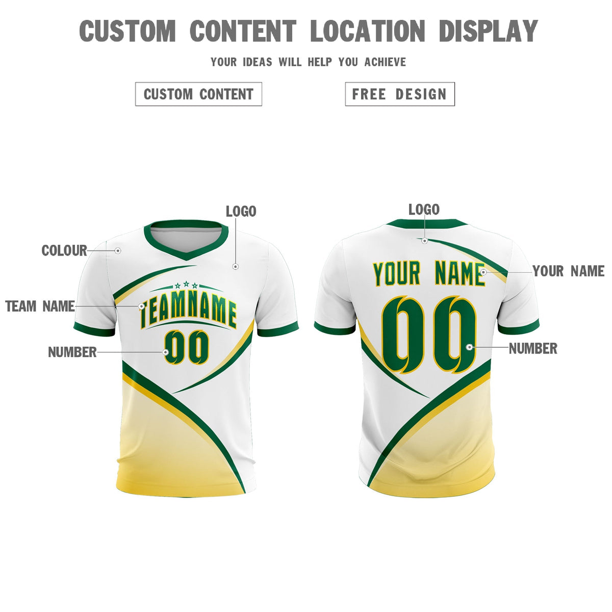 Custom White Kelly Green Color Block Training Uniform For Men Football Kits Jersey
