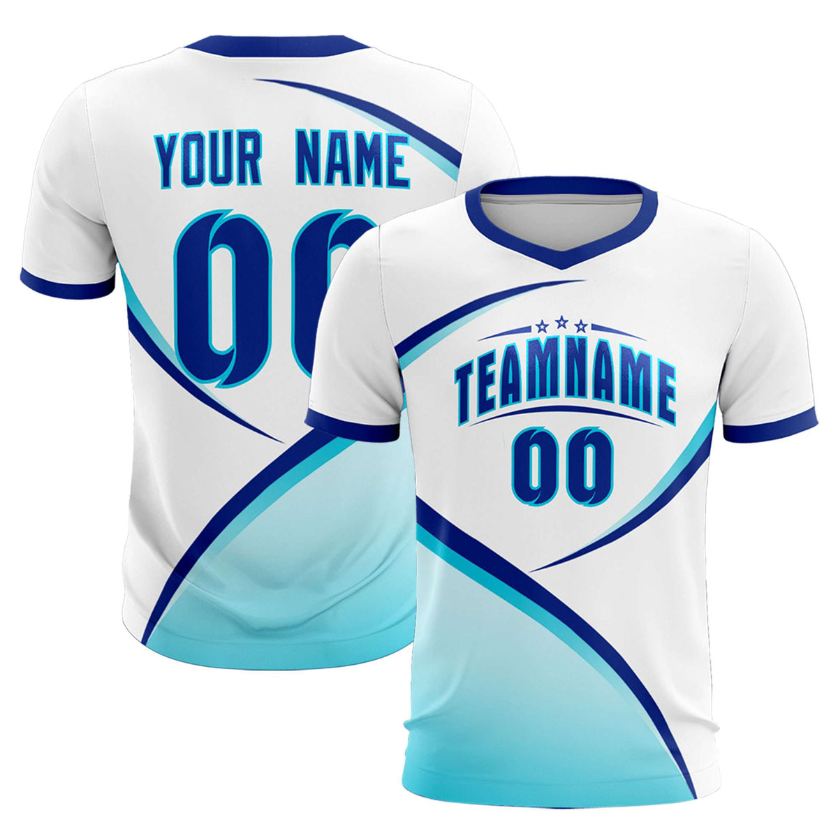 Custom White Sky Blue Color Block Training Uniform For Men Football Kits Jersey
