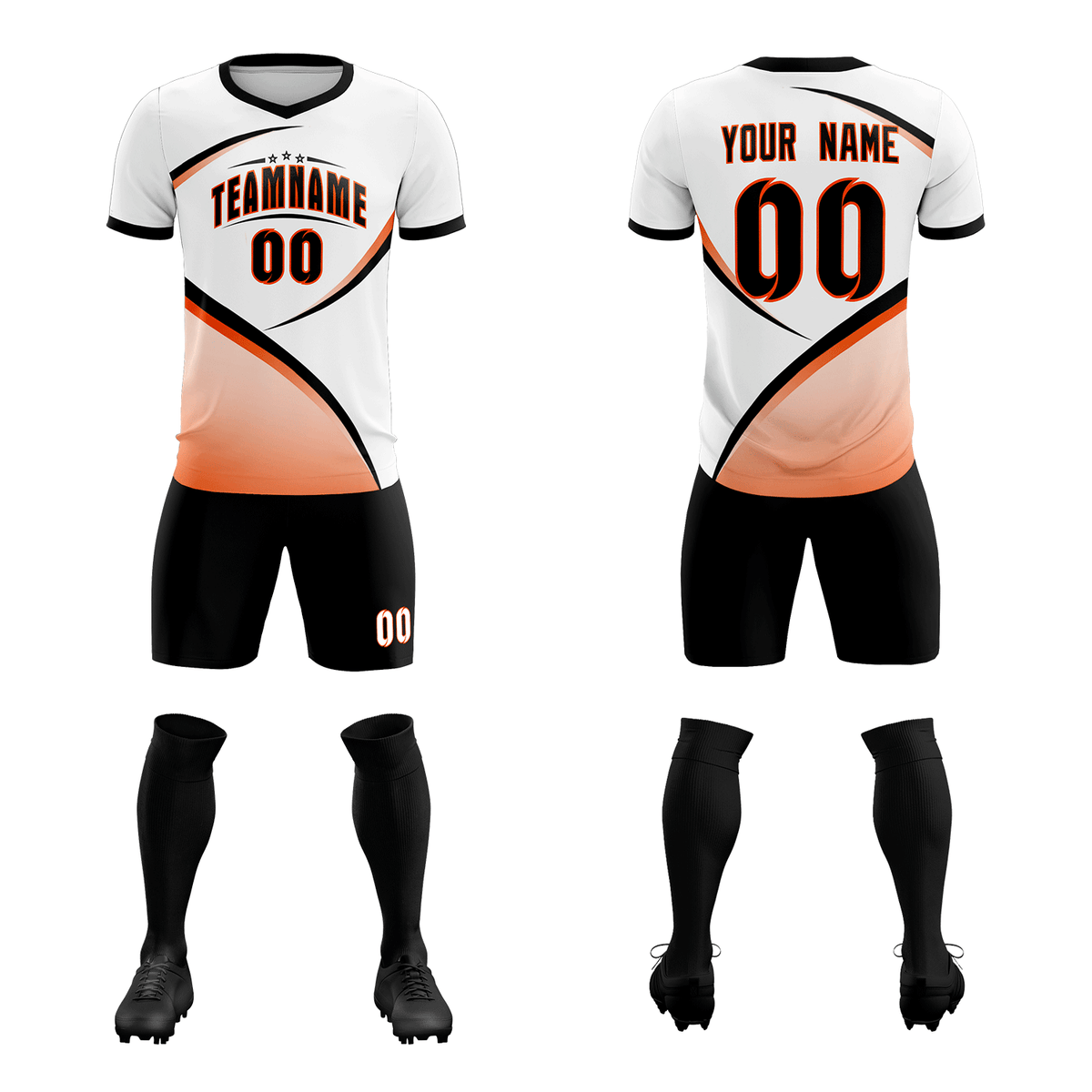 Custom White Black Color Block Training Uniform For Men Soccer Sets Jersey
