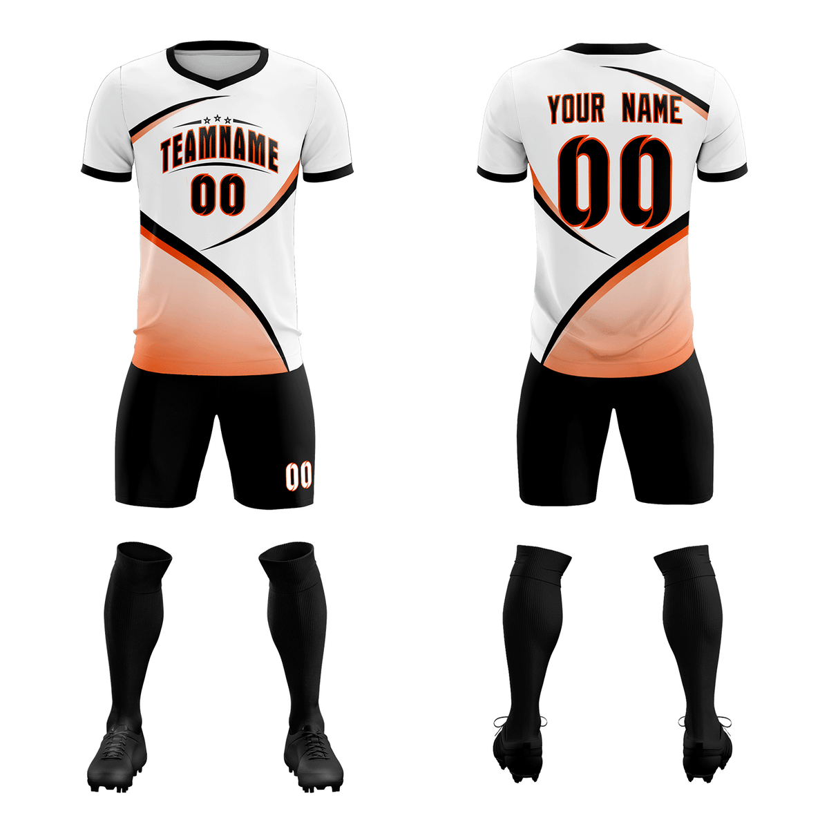 Custom White Black Color Block Training Uniform For Men Football Kits Jersey
