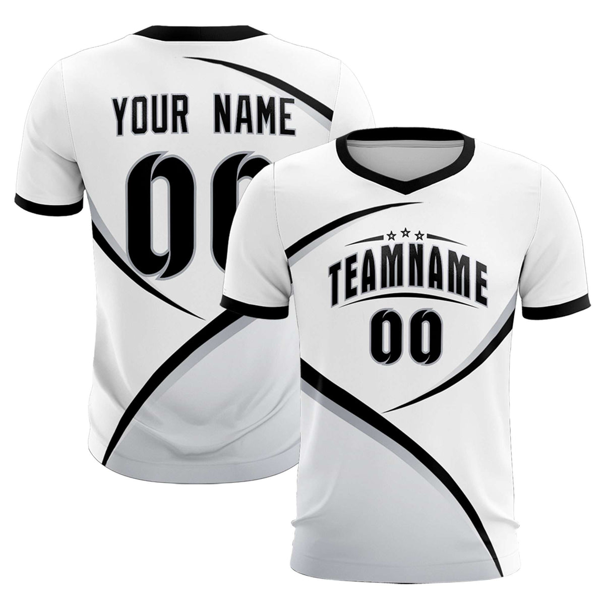 Custom White Black Color Block Training Uniform For Men Football Kits Jersey