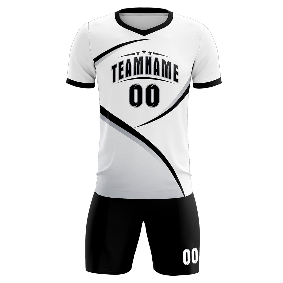 Custom White Black Color Block Training Uniform For Men Football Kits Jersey