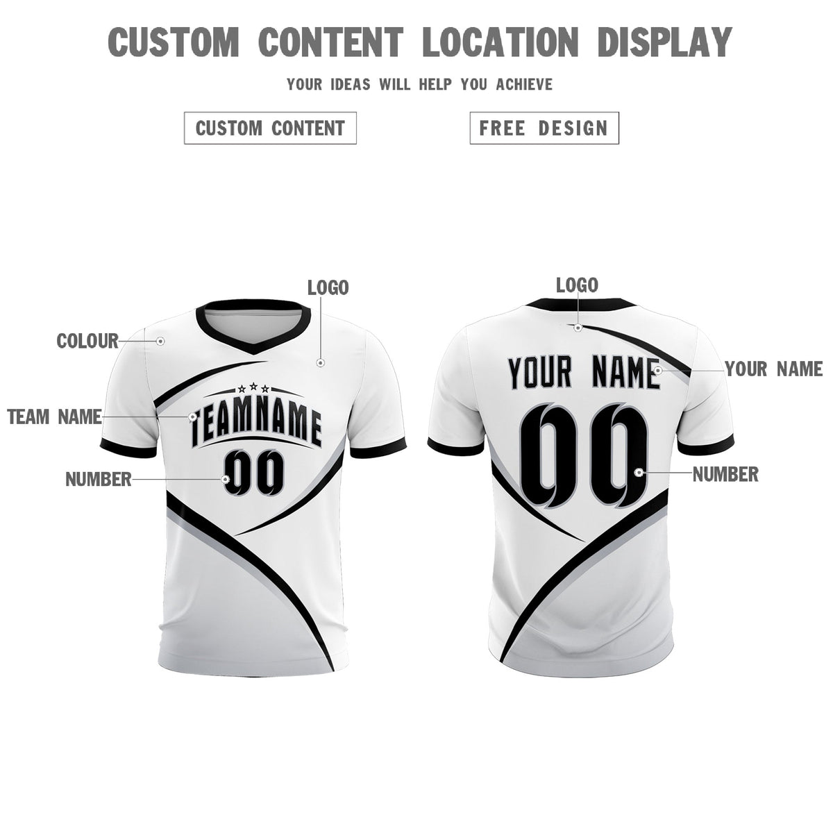 Custom White Black Color Block Training Uniform For Men Football Kits Jersey