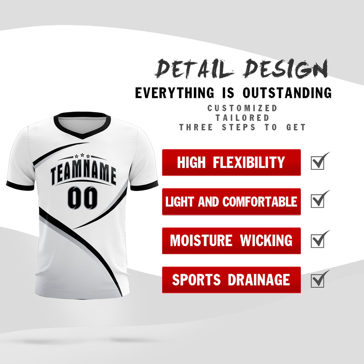 Custom White Black Color Block Training Uniform For Men Football Kits Jersey