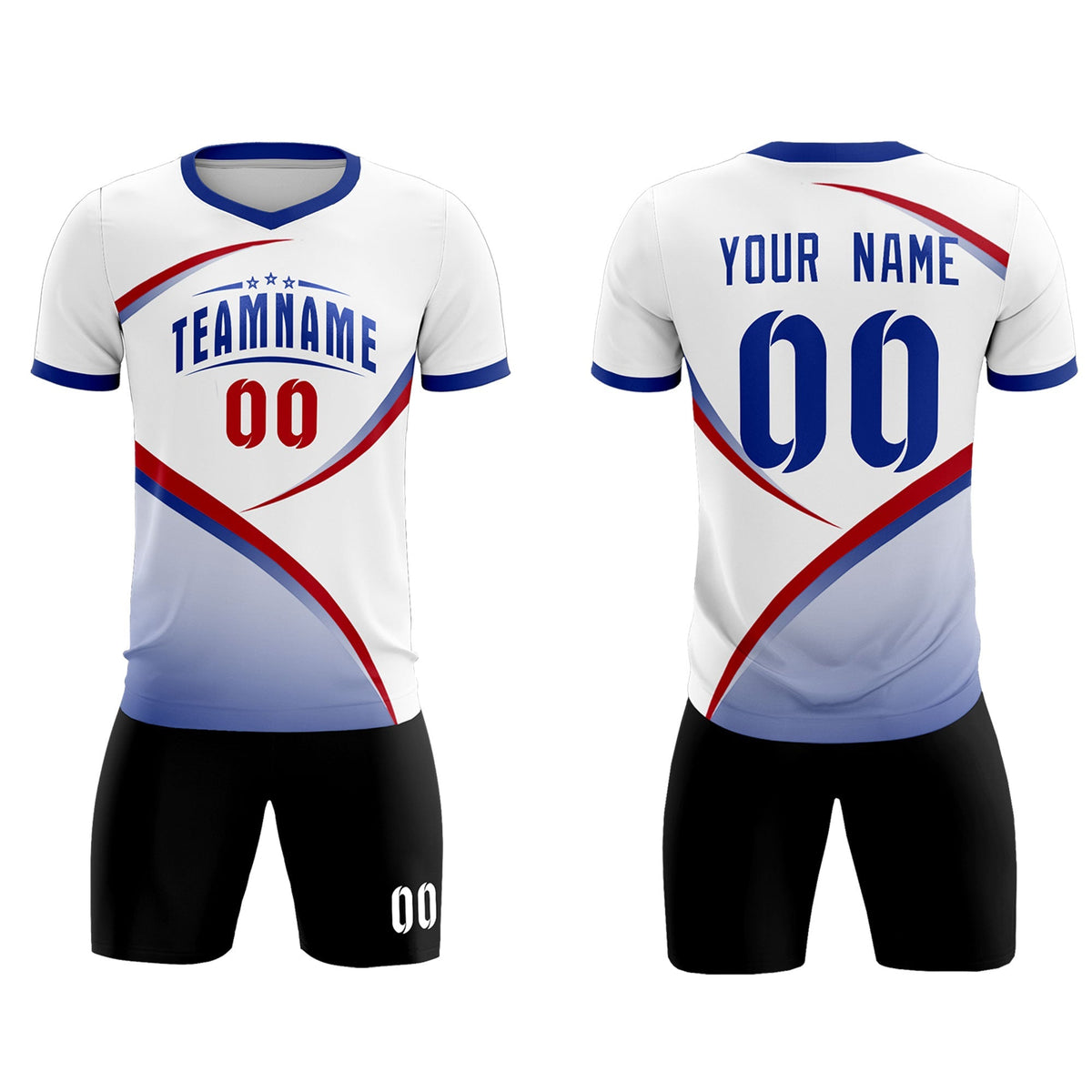 Custom White Royal Color Block Training Uniform For Men Football Kits Jersey