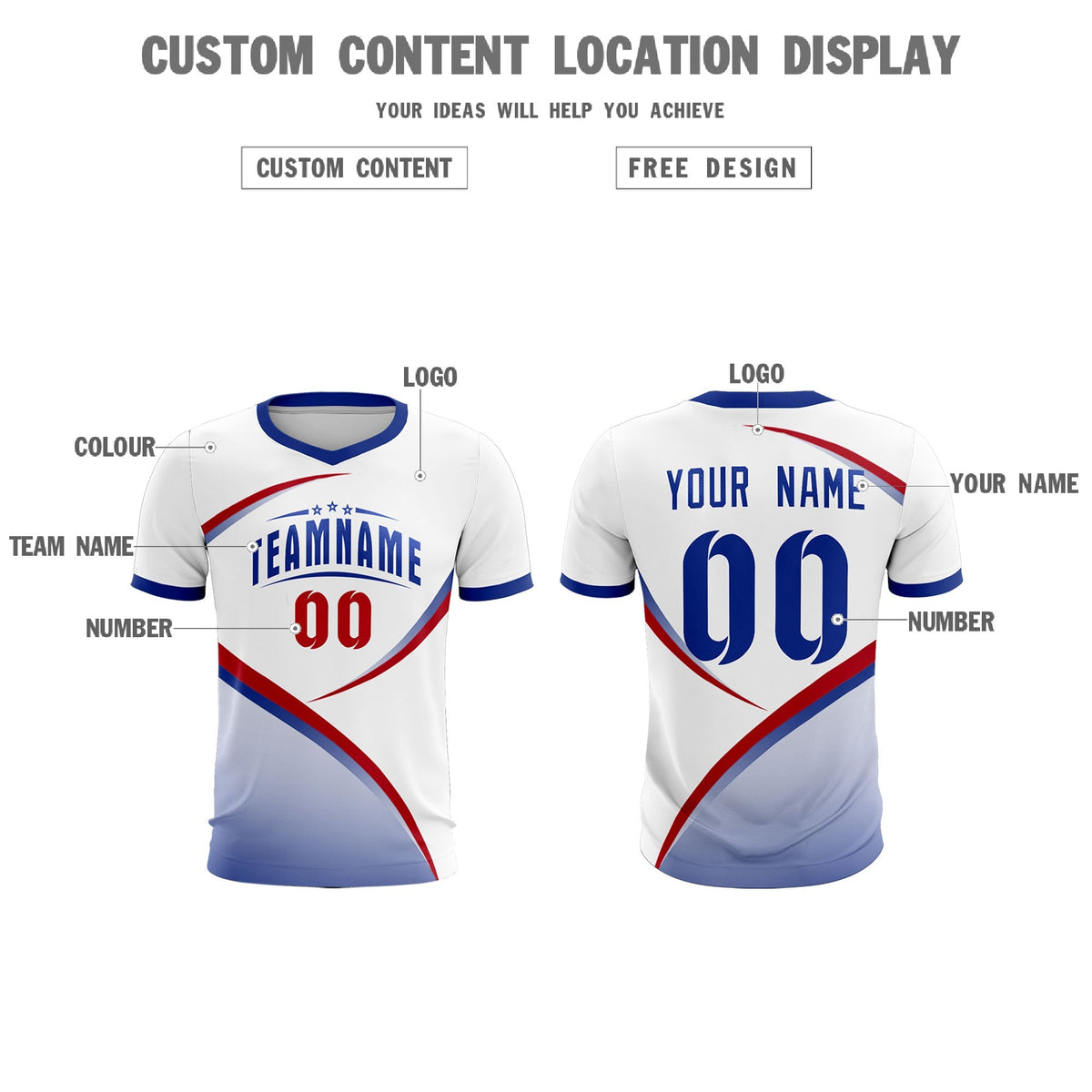 Custom White Royal Color Block Training Uniform For Men Football Kits Jersey