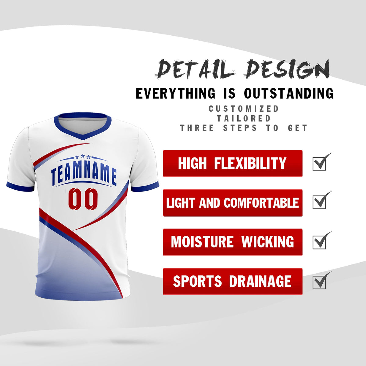 Custom White Royal Color Block Training Uniform For Men Football Kits Jersey