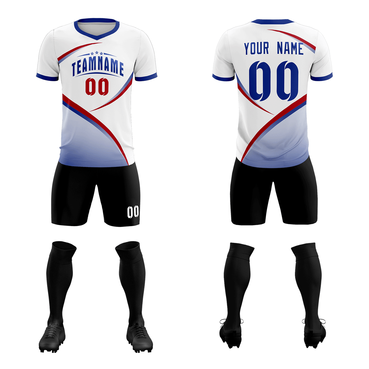 Custom White Royal Color Block Training Uniform For Men Football Kits Jersey