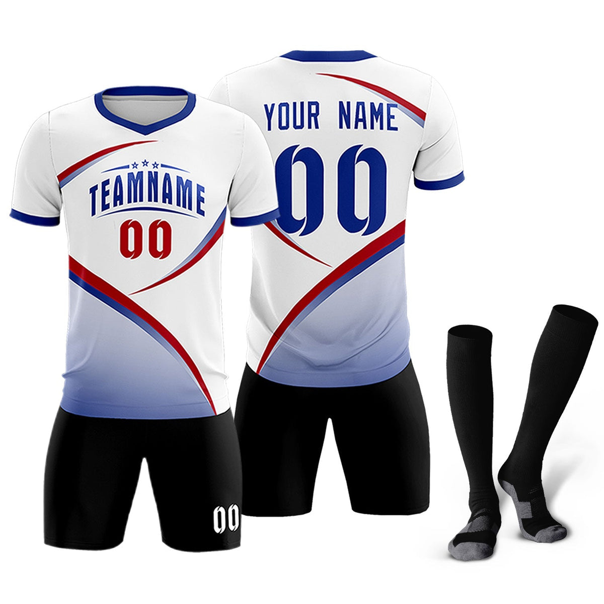 Custom White Royal Color Block Training Uniform For Men Football Kits Jersey