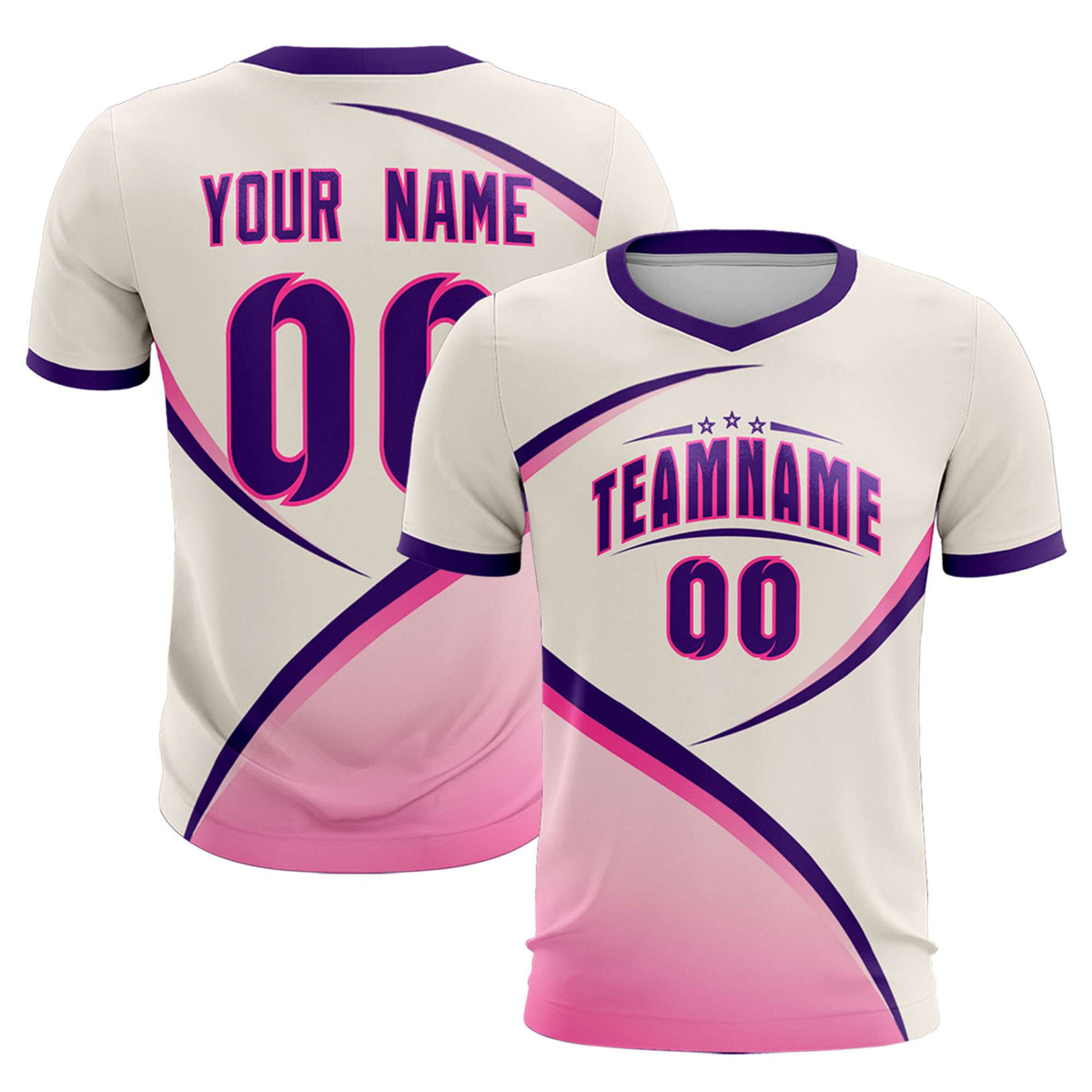 Custom Cream Purple Color Block Training Uniform For Men Football Kits Jersey