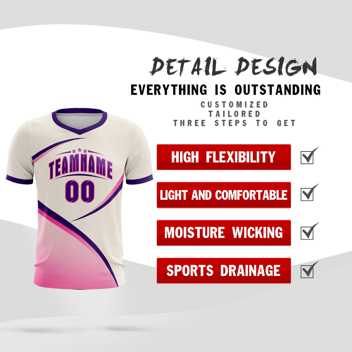 Custom Cream Purple Color Block Training Uniform For Men Football Kits Jersey